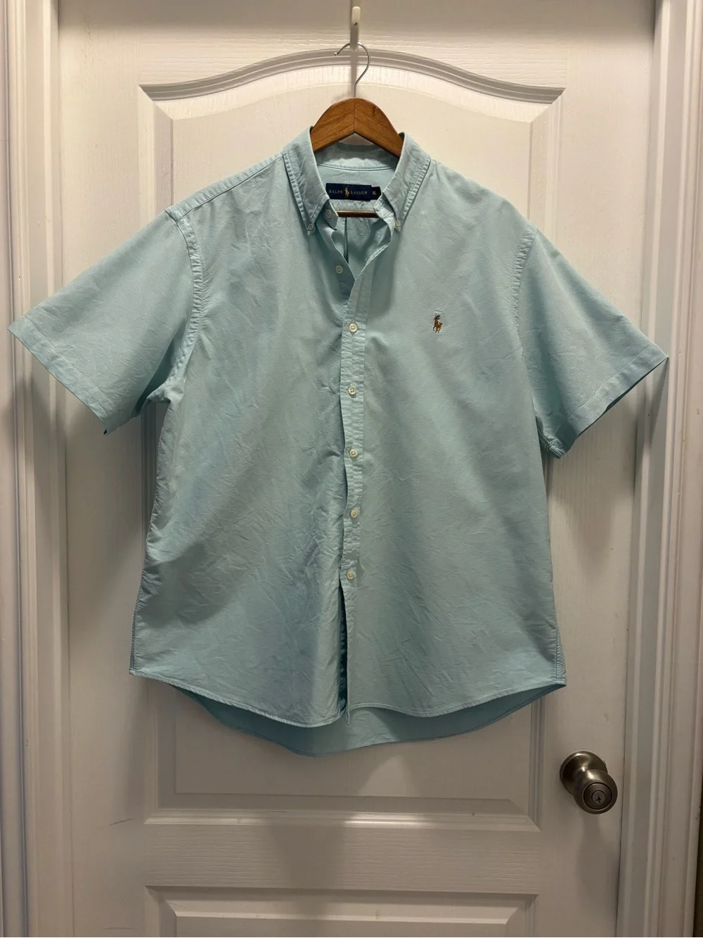 Ralph Lauren Men’s XL Classic Fit Oxford Short Sleeve Button Light Blue/Mint